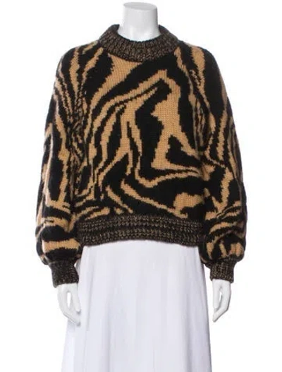 Pre-owned Ganni Merino Wool Animal Print Sweater In Multi