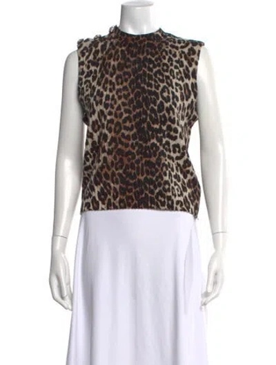 Pre-owned Ganni Merino Wool Animal Print Sweater In Multi