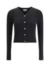 Ganni Merino Wool Cardigan In Black
