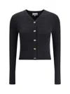 Ganni Merino Wool Cardigan In Black