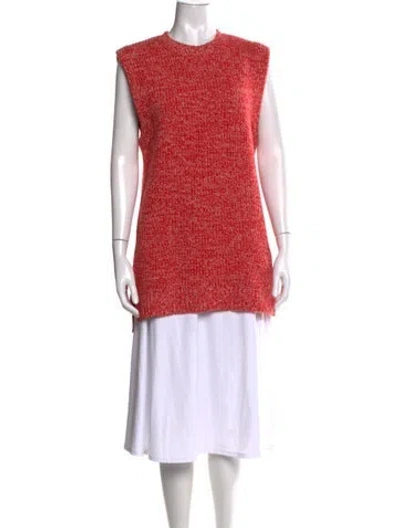 Pre-owned Ganni Merino Wool Crew Neck Sweater In Red