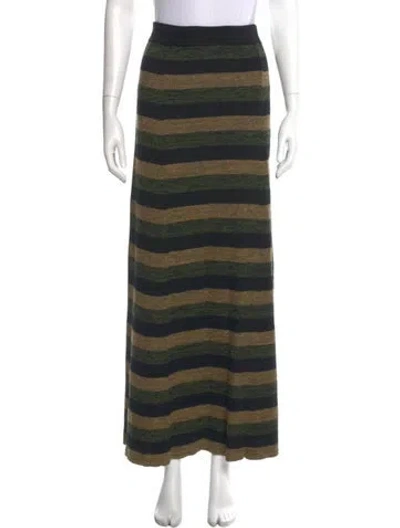 Pre-owned Ganni Merino Wool Midi Length Skirt In Green