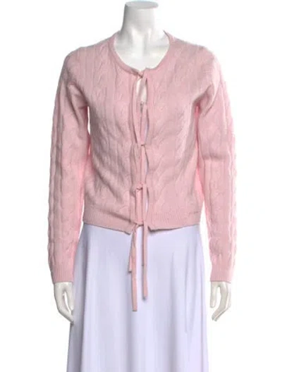 Pre-owned Ganni Merino Wool Open Front Sweater In Pink