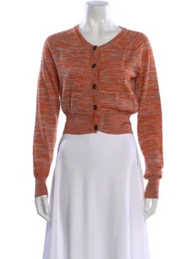 Pre-owned Ganni Merino Wool Patterned Sweater In Orange