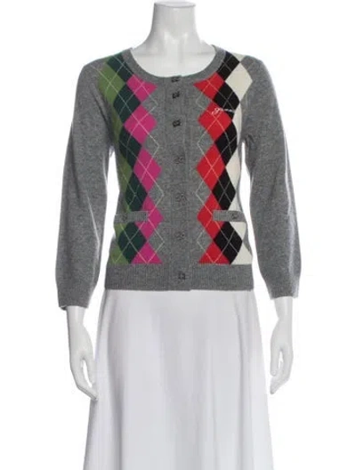 Pre-owned Ganni Merino Wool Plaid Print Sweater W/ Tags In White