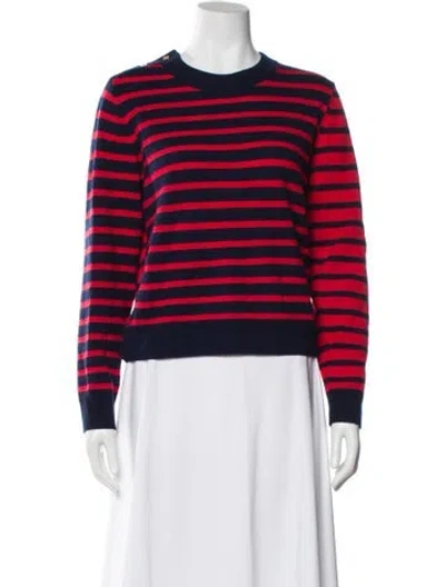 Pre-owned Ganni Merino Wool Striped Sweater In Blue