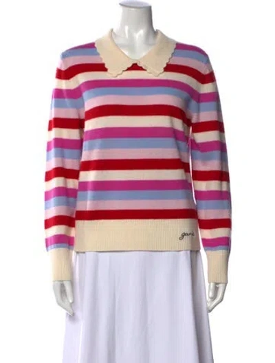 Pre-owned Ganni Merino Wool Striped Sweater In Multi