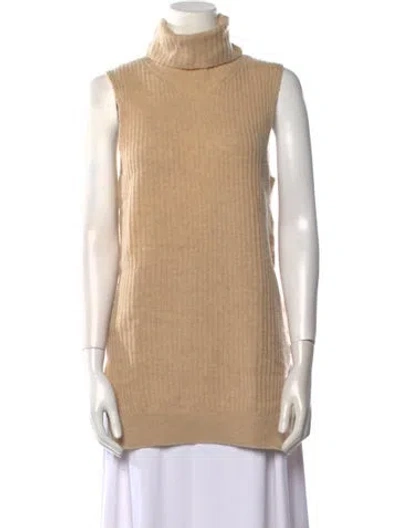 Pre-owned Ganni Merino Wool Turtleneck Sweater In Brown