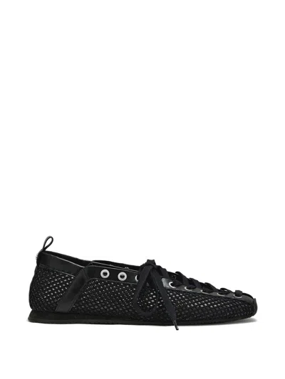 Ganni Mesh Ballet Flats In Black