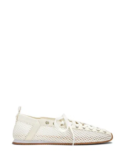 Ganni Mesh Lace-up Ballet Flats In Neutral