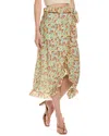 Ganni Mesh Ruffle Midi Skirt In Green