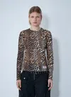 Ganni Leopard Pattern Printed Mesh Long Top