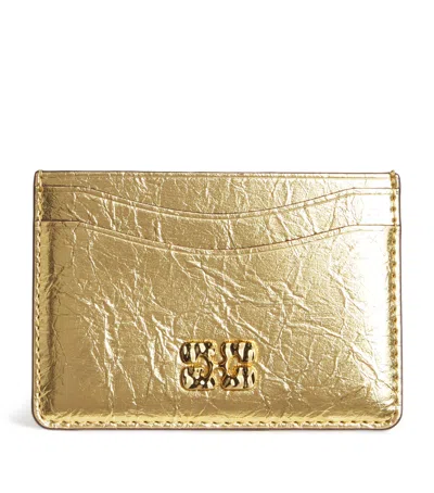 Ganni Metallic Bou Card Holder In Gold