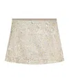 Ganni Womens Gold Silver Metallic Logo-waistband Recycled Polyester-blend Mini Skirt In Nude
