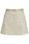 Ganni Womens Gold Silver Metallic Logo-waistband Recycled Polyester-blend Mini Skirt In Gold/silver