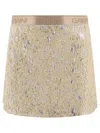 Ganni Metallic Cloque Elasticated Mini Skirt Skirts In Gold