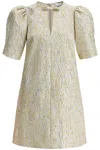 Ganni Metallic Cloque A-shaped Mini Dress In Gold Silver