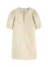 Ganni Metallic Cloque A-shaped Mini Dress In Gold Silver In Gold