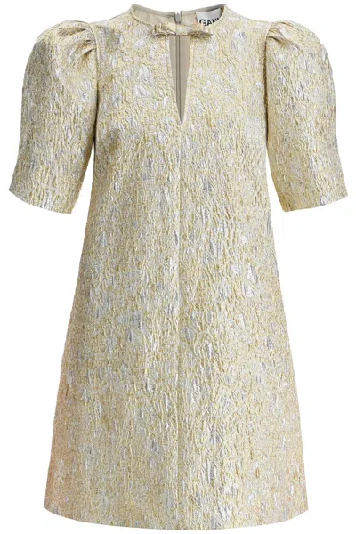 GANNI METALLIC CLOQUE MINI DRESS