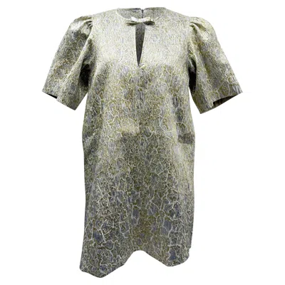 Ganni Metallic Cloqué Mini Dress In Multicolor Polyester