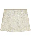 Ganni Womens Gold Silver Metallic Logo-waistband Recycled Polyester-blend Mini Skirt In Gold