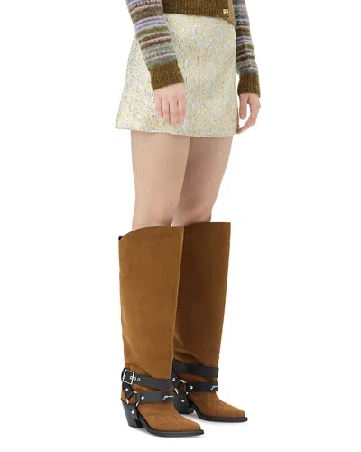 GANNI METALLIC CLOQUE MINI SKIRT