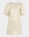Ganni Metallic Cloque A-shaped Mini Dress In Gold Silver In Goldsilver