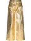 Ganni Metallic-effect Cotton Jeans In 金色