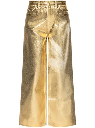 GANNI METALLIC-EFFECT COTTON JEANS