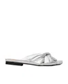 Ganni Metallic-finish Knot-detail Flats In White