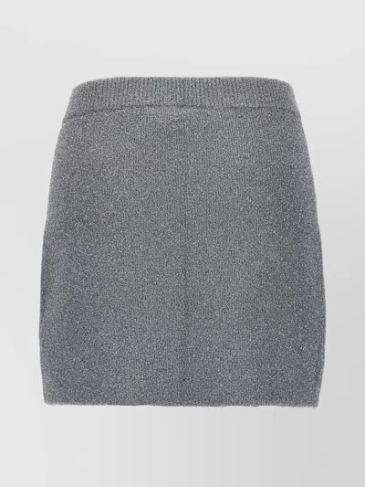 Ganni Metallic Finish Mini Skirt With Patch Pockets In Gray