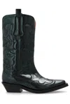 GANNI GANNI METALLIC MID SHAFT EMBROIDERED WESTERN BOOTS