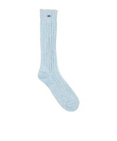 Ganni Metallic Mid-calf Socks In Blue