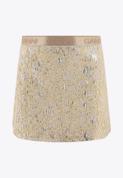 GANNI METALLIC MINI A-LINE SKIRT