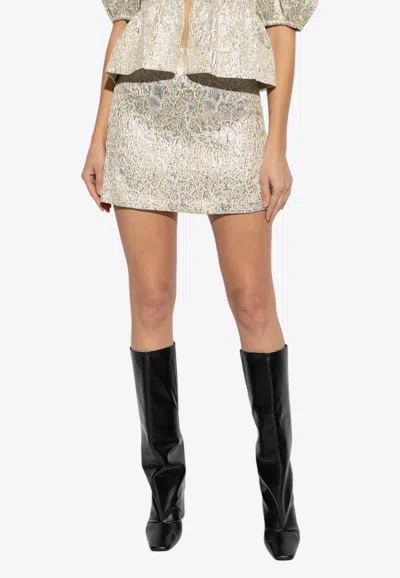 GANNI METALLIC MINI A-LINE SKIRT