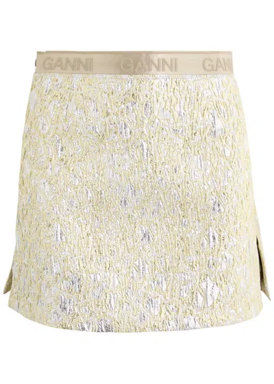 GANNI GANNI METALLIC-WEAVE CLOQUÉ MINI SKIRT