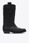 Ganni Embroidered Western Boots Women In Black