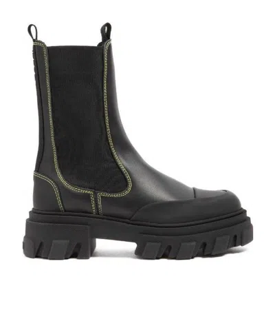 Ganni Mid Chelsea Ankle Boots In Black