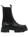 Ganni Mid Chunky Leather Chelsea Boots In Black