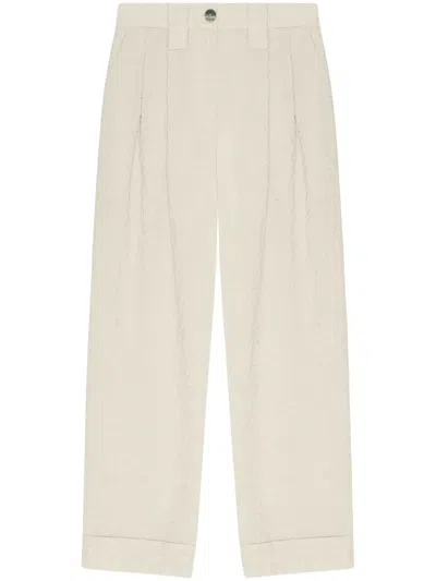Ganni Mid-rise Straight-leg Tailored Trousers In Neutrals