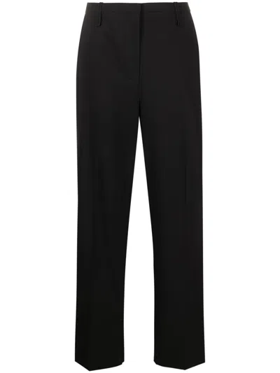 Ganni Mid-rise Tailored Trousers In Schwarz