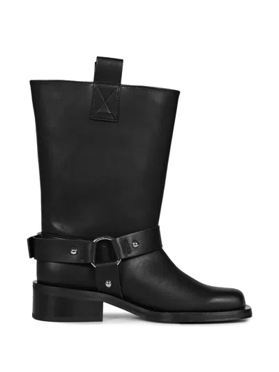 Ganni Mid Shaft Biker Boot In Black