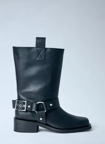 Ganni Women Mid Shaft Biker Boots In Black