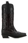Ganni Mid Shaft Embroidered Western Boot Snake Bico-36 Nd  Female