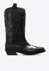 Ganni Embroidered Western Boots Women In Black