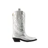 GANNI MID SHAFT WESTERN BOOTS - SYNTHETIC - SILVER