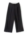 Ganni Mid Waist Black Cotton Trousers In Black