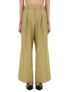 Ganni Mid-rise Pleated Wide-leg Pants In Green