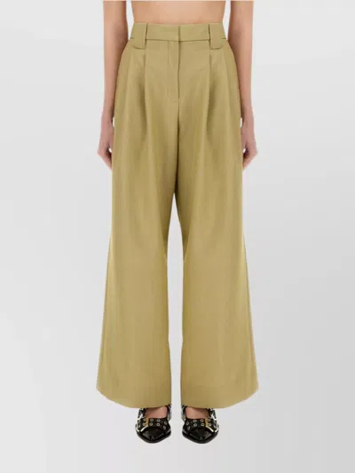 GANNI MID WAIST WIDE LEG TROUSERS