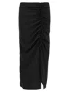 Ganni Drapey Melange Midi Skirt In Black